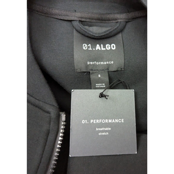 01.ALGO Performance sz S Sweatshirt Jacket black zips pockets stretchy 0707 - Picture 3 of 4